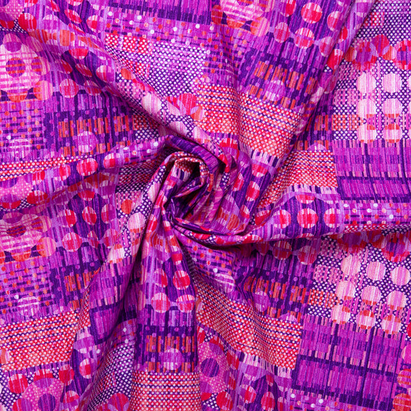 Printed cotton - KINETIC GEOMETRICS - Plaid dots - Purple