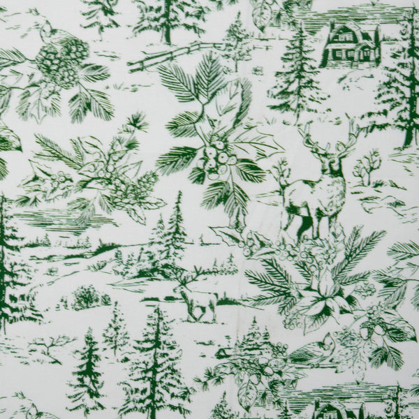 Toile d'hiver imprimé - Sapins / Poinsettia - Vert