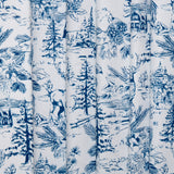 Toile d'hiver imprimé - Sapins / Poinsettia - Bleu