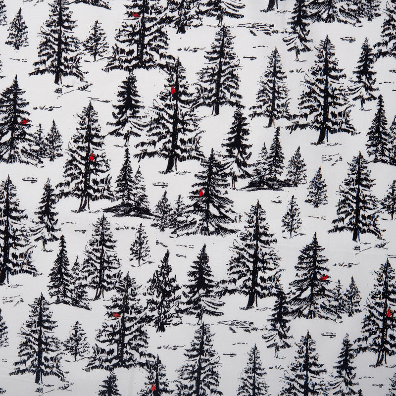 Winter Toile Print - Firs - Black