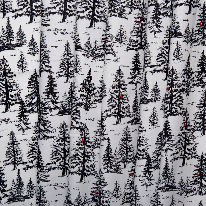 Winter Toile Print - Firs - Black