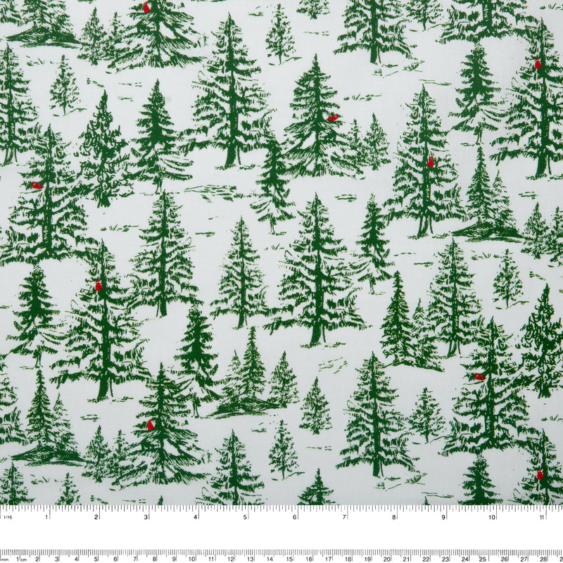 Toile d'hiver imprimé - Sapins - Vert