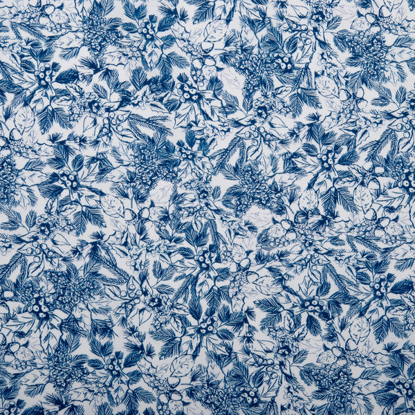 Toile d'hiver imprimé - Poinsettia - Bleu