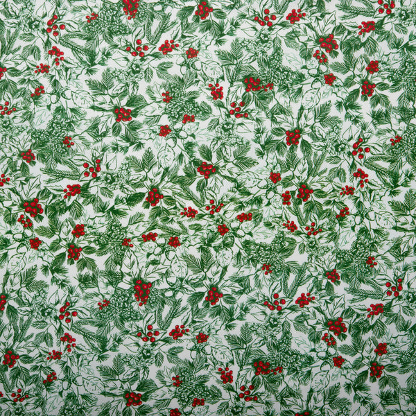 Toile d'hiver imprimé - Poinsettia - Vert