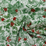 Toile d'hiver imprimé - Poinsettia - Vert