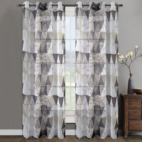 Grommets curtain panel - Sheer - Triangle - Grey - 52 x 96''