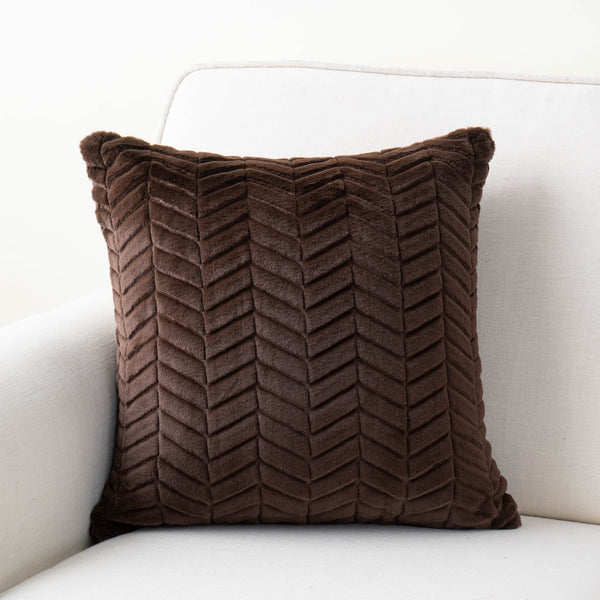 Decorative Cushion - Faux Fur - Dark Brown - 18 x 18''