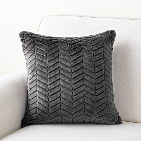 Decorative Cushion - Faux Fur - Dark Grey - 18 x 18''