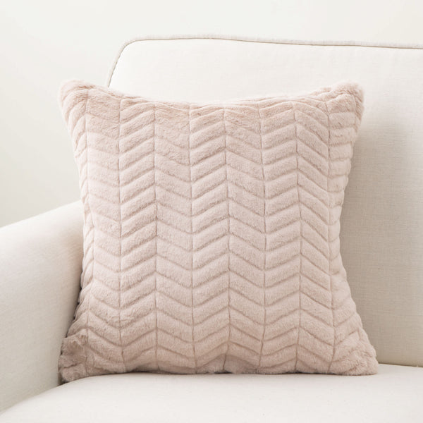 Decorative Cushion - Faux Fur - Offwhite - 18 x 18''