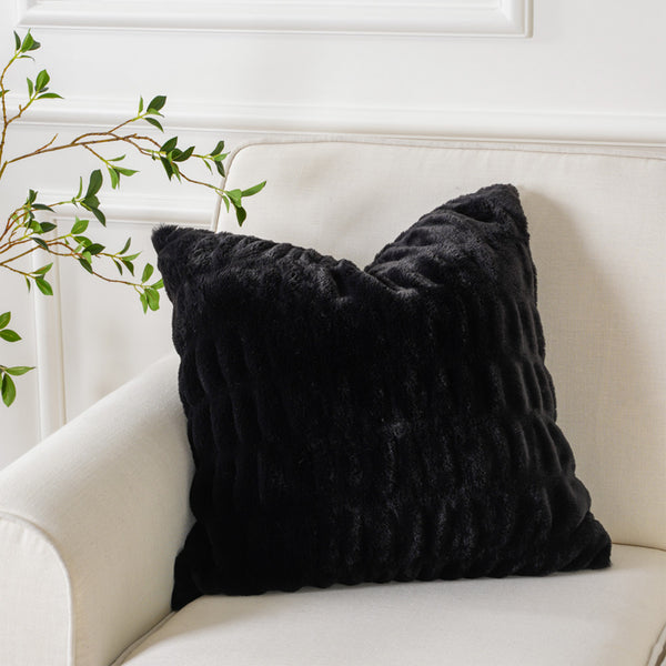 Decorative Cushion - Faux Fur - Black - 20 x 20''