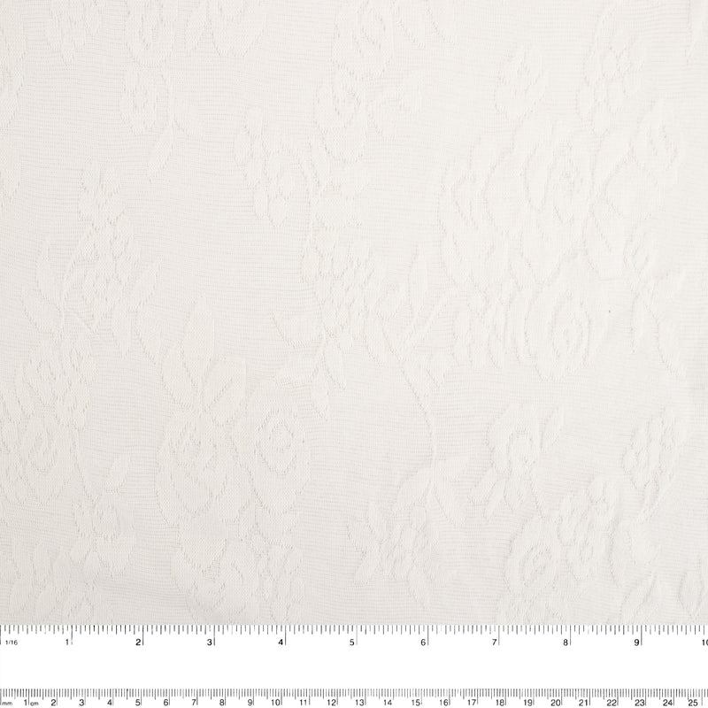 Tricot blanc fantaisie - Jacquard rose - Blanc cassé