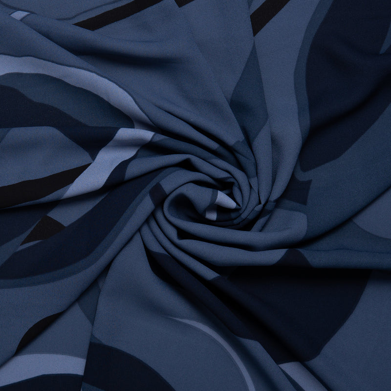 Tissu de polyester imprimé Fantaisie - Abstrait - Bleu foncé / Bleu