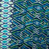 Tissu de polyester imprimé Fantaisie - Losange - Bleu / Vert