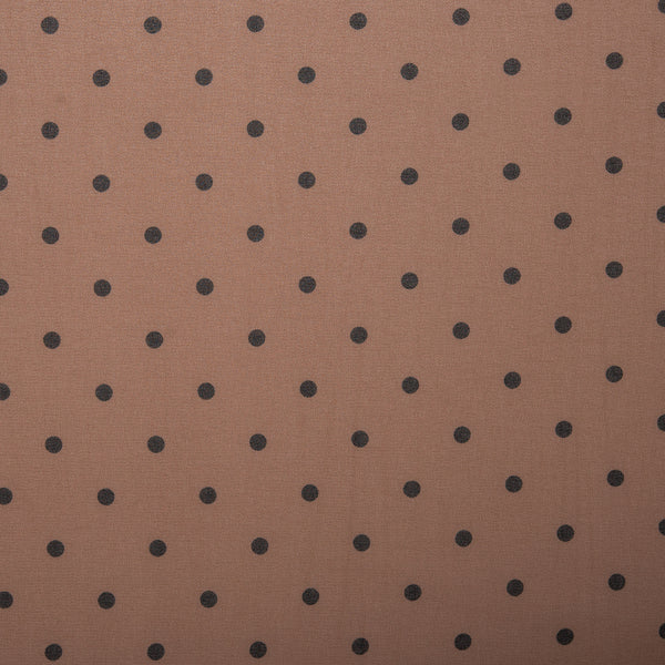 Tissu de polyester imprimé Fantaisie - Pois - Latté foncé