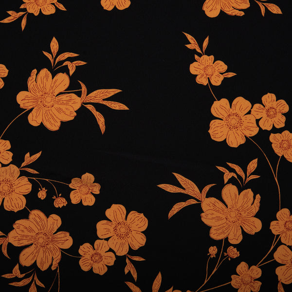 Novelty  Polyester Print - Florals - Black / Brown