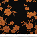 Tissu de polyester imprimé Fantaisie - Fleuris - Noir / Brun