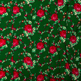 Novelty  Polyester Print - Roses - Green / Red
