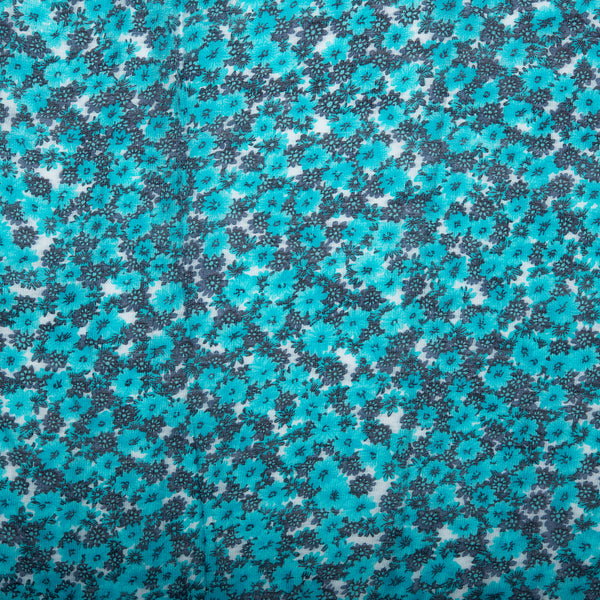 Novelty  Polyester Print - Daisy - Turquoise