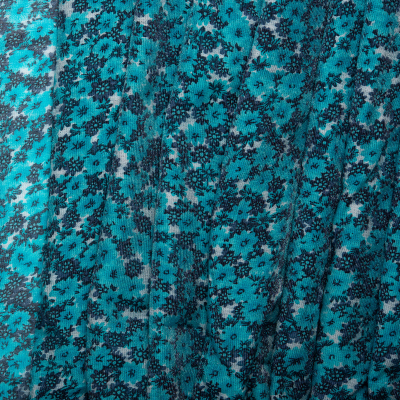Tissu de polyester imprimé Fantaisie - Marguerites - Turquoise