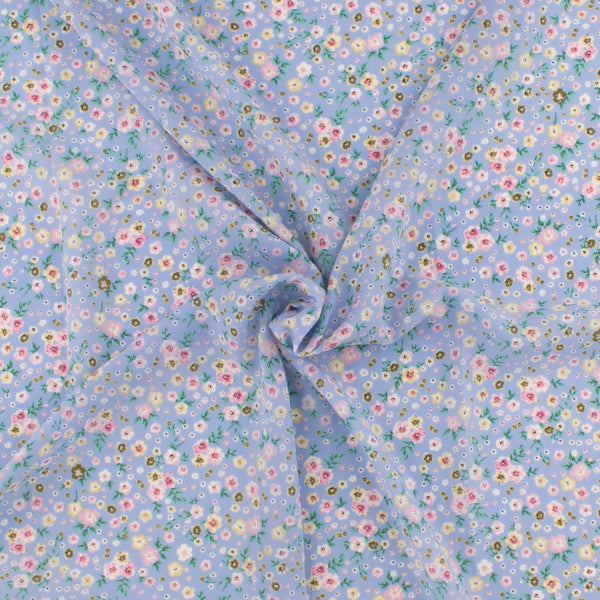 Chiffon imprimé de Fantaisie - 319 - Bleu Pâle