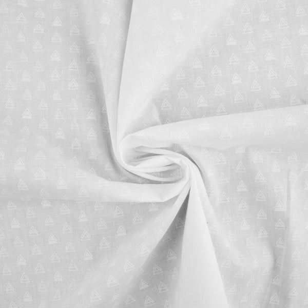 Tissu grande largeur - MONOTONE - Triangles - Blanc