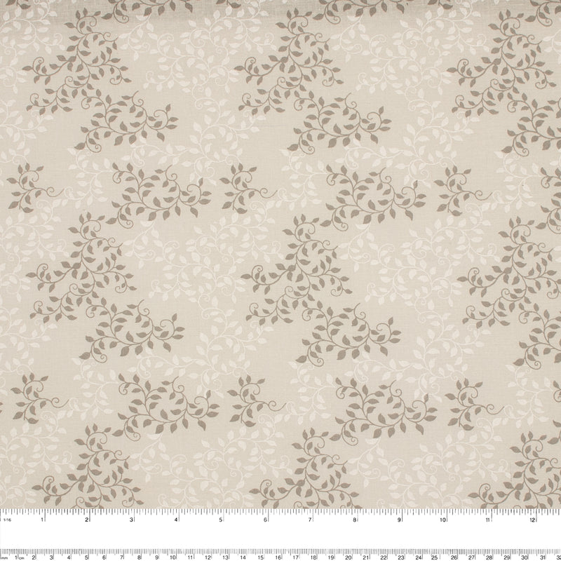 Wide Quilt Backing Print - Foliage - Taupe