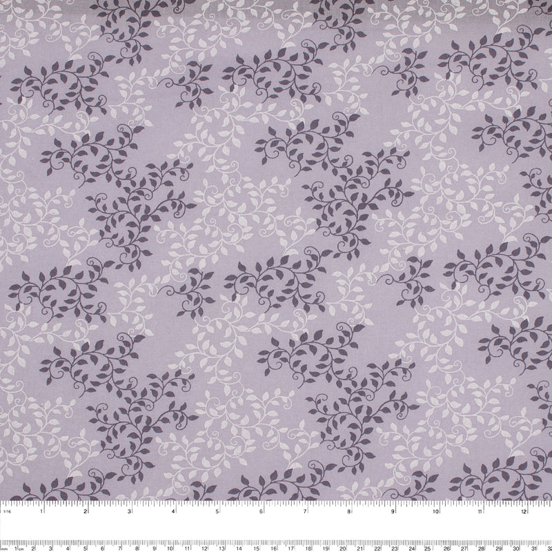 Wide Quilt Backing Print - Foliage - Purple