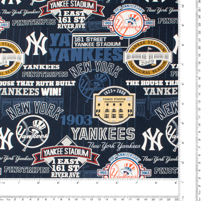 Coton imprimé Baseball - New York YANKEES - 006 - Marine