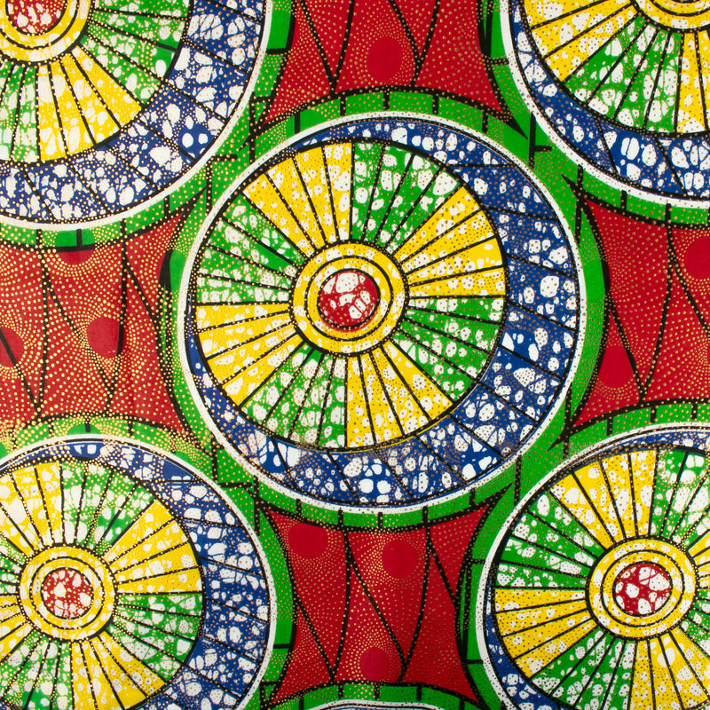 African Metallic Print - Cercles - Green / Red