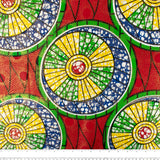 African Metallic Print - Cercles - Green / Red
