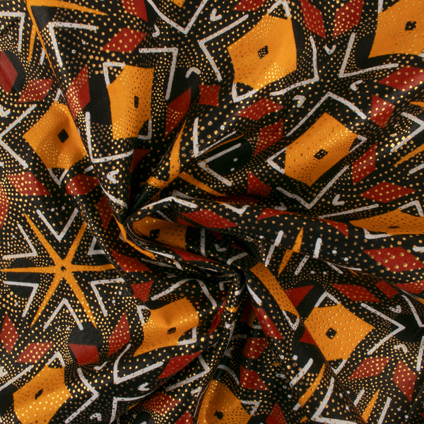 African Metallic Print - Abstract - Red / Yellow