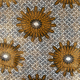 African Metallic Print - Trellis - Grey / Yellow