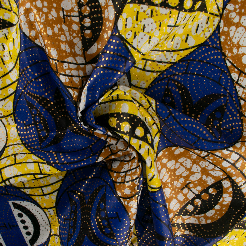African Metallic Print - Oblong - Blue / Yelow