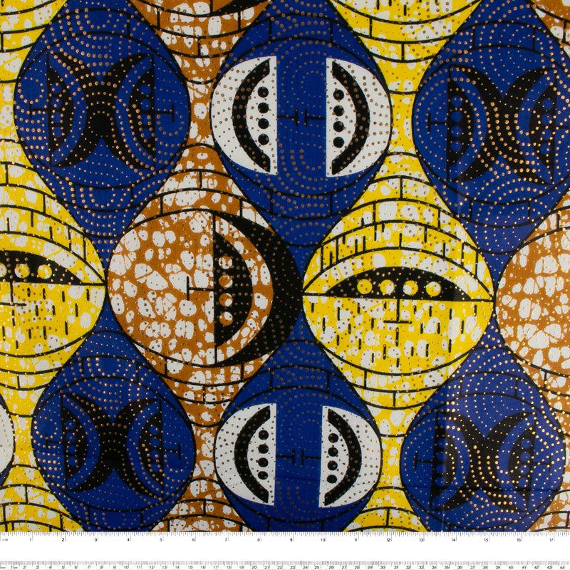 African Metallic Print - Oblong - Blue / Yelow