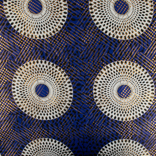 Imprimé métallique africain - Cercles - Bleu
