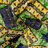 African Metallic Print - Rectangle - Green / Blue