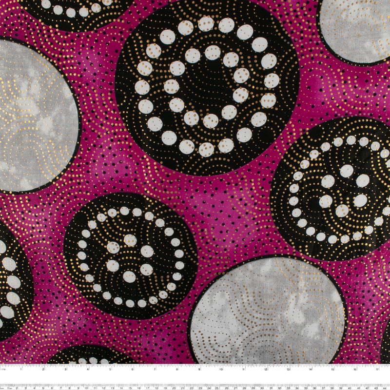 African Metallic Print - Cercles - Pink