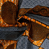 Imprimé africain - Cercles / Rectangles - Tangerine