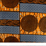 Imprimé africain - Cercles / Rectangles - Tangerine