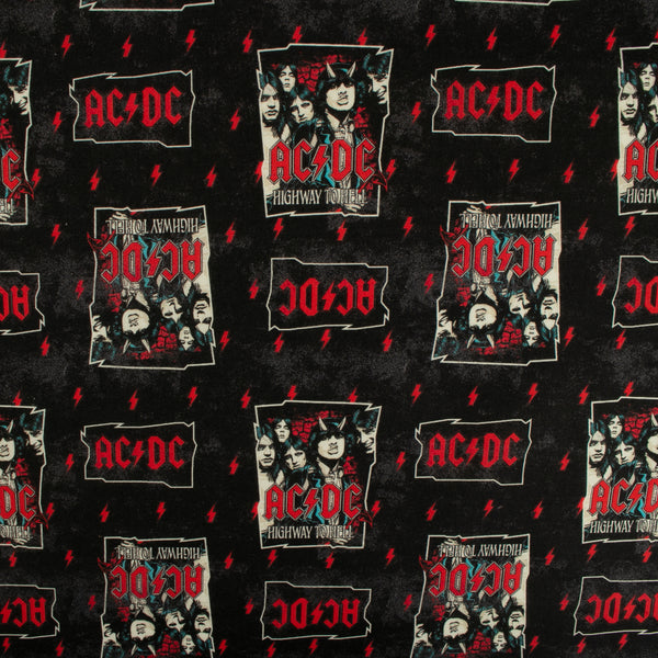 Licensed Cotton Print - ACDC music group - Black