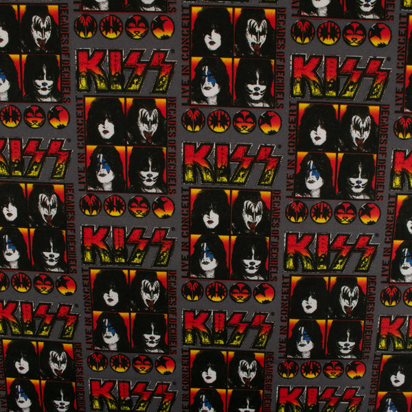 Licensed Cotton Print - Kiss music group - Grey