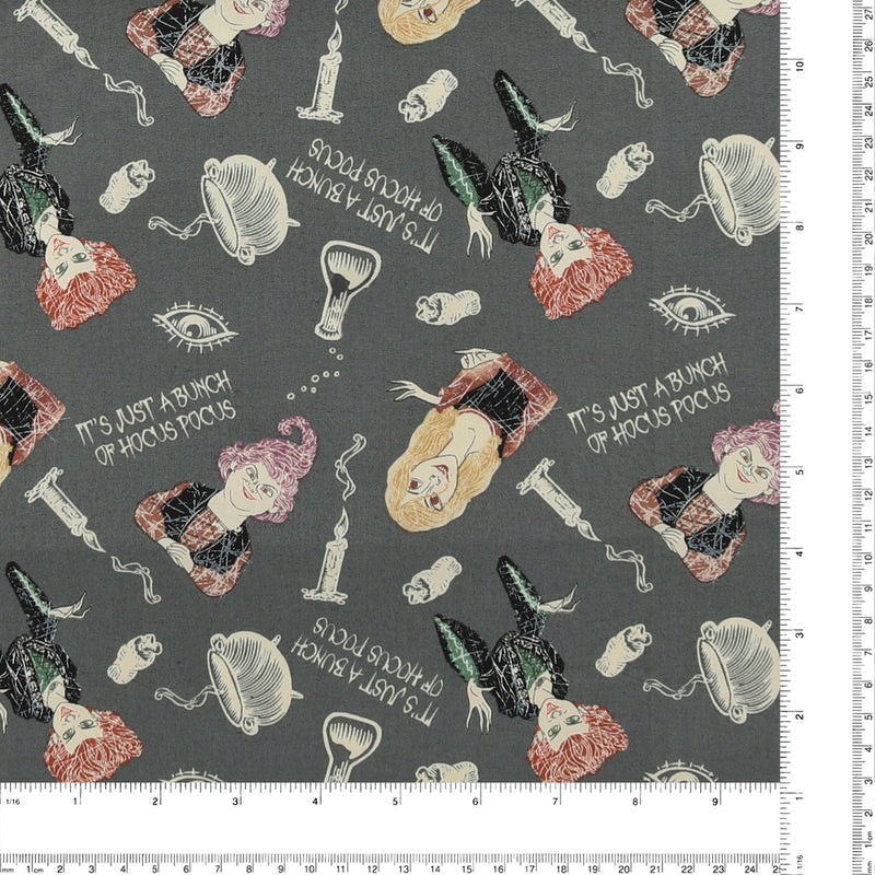 Licensed Cotton Print - Hocus Pocus - Grey