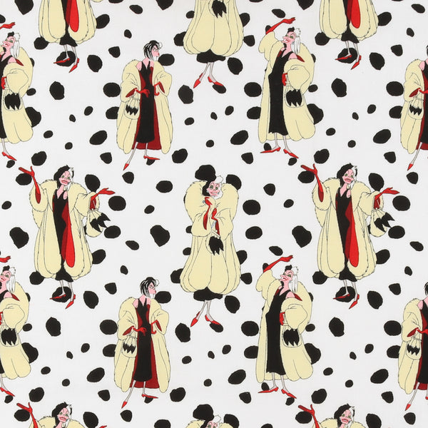 Licensed Cotton Print - Cruella - White