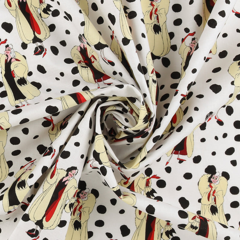 Licensed Cotton Print - Cruella - White
