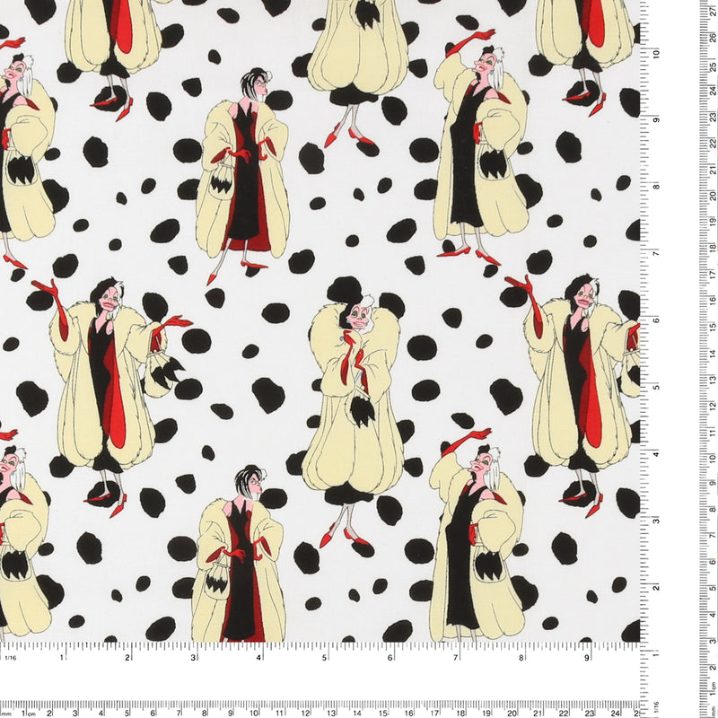 Licensed Cotton Print - Cruella - White