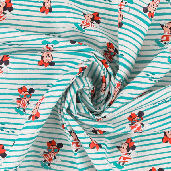 Licensed Cotton Print - Minnie Mouse - Aqua