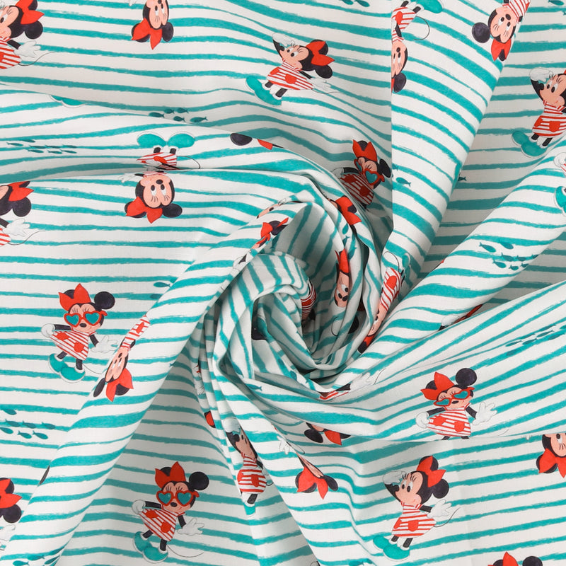 Licensed Cotton Print - Minnie Mouse - Aqua