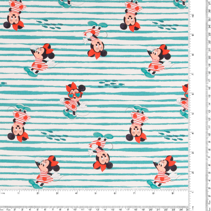Licensed Cotton Print - Minnie Mouse - Aqua