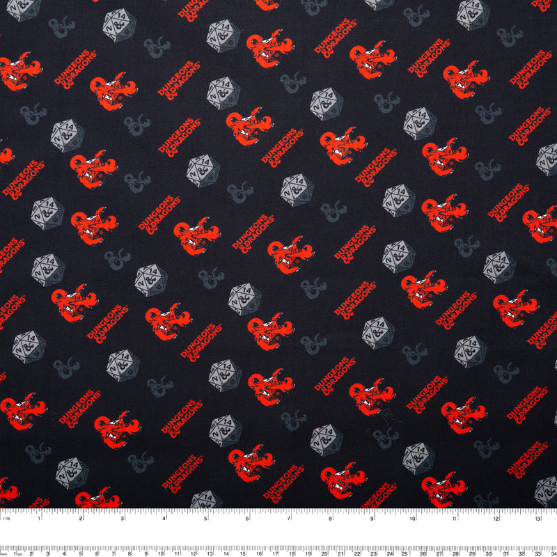 PRIVILÈGE by CAMELOT - Licensed Cotton Print - Dungeon and dragons - Black / Red