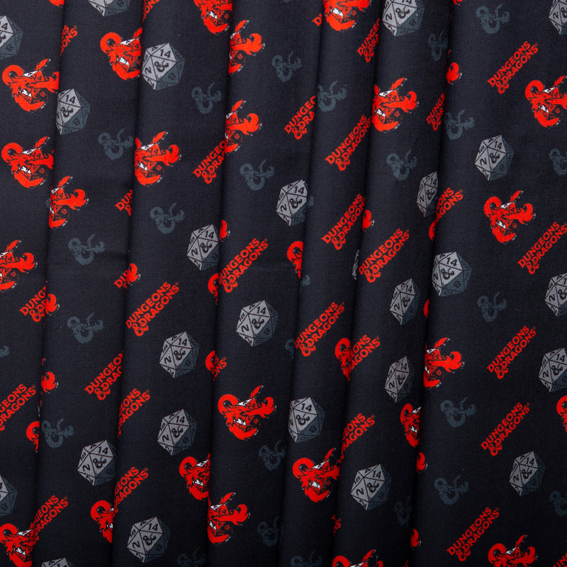 PRIVILÈGE by CAMELOT - Licensed Cotton Print - Dungeon and dragons - Black / Red